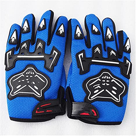 LIANYG Guanti da ciclismo guanti da moto da corsa per bambini guanti da motocross per bambini per bici da moto da tasca (colore: blu, taglia: M)