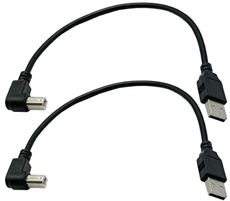 Seadream Angled Printer Cable; 2Pack USB2.0 A Male Plug to Right Angle USB B Male A/B M/M Printer Scanner Cord Cable(Right Angled)