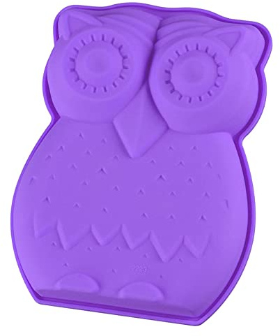 Moule à gâteau en silicone avec chouette - Moule à pain - Moule à gâteau d'anniversaire - Moule à gâteau - Pour enfants - Surprise - Accessoire de pâtisserie - Pudding - Oiseau - Couleur : violet