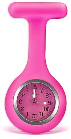 SibyTech Schwesternuhr Ansteckuhr fob,Silikon mit Pin/Clip,Glow Pointer im Dunkeln,Infektionskontrolle Design,Analog-digital,Quarzwerk,Arzt Sanitäter medizinische Brosche Fob Uhr