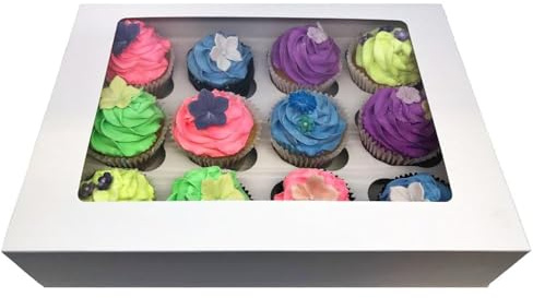 LARRYROO 12 Hole Cavity Windowed Cupcake Boxes With Removable Inserts (5)