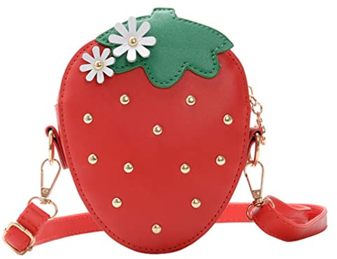 VALICLUD Erdbeer Umhängetasche Für Kinder Kleine Crossbody Bag Mit Verstellbarem Riemen Kawaii Handtasche Für Alltag Und Freizeit