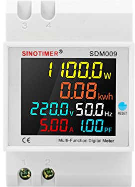 Hsthe Sea Compteur d'électricité numérique AC40-300V 100A Compteur d'énergie Monophasé 6 en 1 AC Ampèremètre Moniteur d'utilisation de l'électricité numérique Volt Amp Watt avec écran Couleur HD