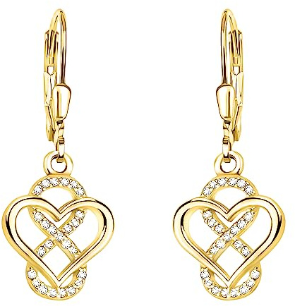 SOFIA MILANI - Damen Ohrringe 925 Silber - vergoldet/golden & mit Zirkonia Steinen - Herz Unendlich Infinity Ohrhänger - E2217