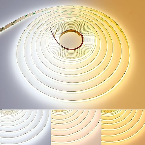 GOMING 24V 10M CCT COB LED Streifen 2700K-6500K LED Strip 624LEDs/M CRI 93+ | Weiß Einstellbar Flexible Nicht Wasserdicht IP20 LED Band für Wohnkultur(CCT Controller und Netzteil Nicht Enthalten)