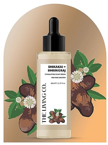 THE LIVING CO. Shikakai + Bhringraj Siero stimolante per il cuoio capelluto per la crescita dei capelli, 65 ml