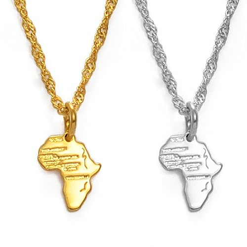 Accessoires für Damen und Herren (1.3CM) Mini Afrika Karte Anhänger und Halskette für Frauen Mädchen Kinder Gold Farbe Schmuck Kleine Karte Afrika Weihnachtliches Geburtstagsgeschenk für Jubiläen