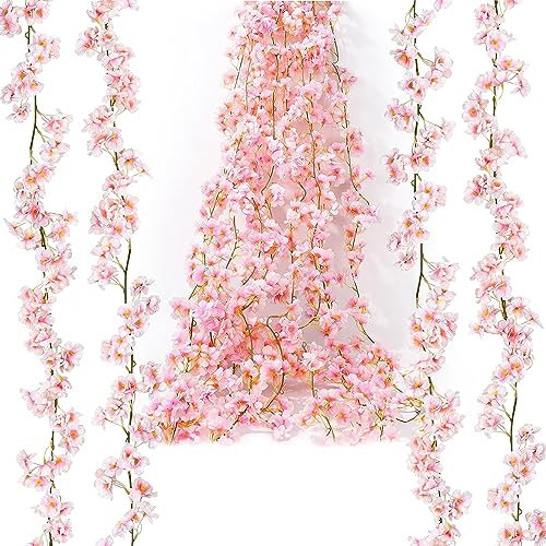 LATRAT 4 Stück Künstliche Kirschblüten Blumengirlande Blumenrebe Deko, Blumengirlande Hochzeit Dekoration, Girlande Hochzeit für Bogen Deko Zeremonie Geburtstag