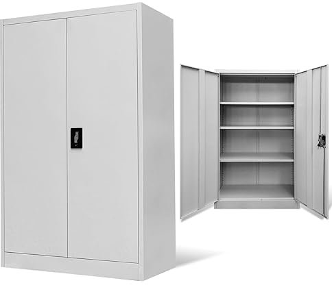 Camerina Aktenschrank 90×40×140 cm BüRoschrank Allzweckschrank HäNgeregistraturschrank Aktenschrank Mehrzweckschrank Stahl Grau