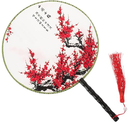 TOPERFUN Runder Tanzfächer Runde Hand Fächer, 35,5cm Retro Rundfächer, klassischer Damenfächer, Hanfu Fächer im chinesischen Stil, runder Fächer im chinesischen Stil für Hochzeit Dekoration, Party