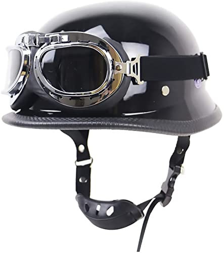 Cascos Retro De Media Concha Para Todas Las Estaciones Vintage Motocicleta Retro Medio Casco Aprobado Por DOT/ECE Hombres Mujeres Adultos Para Scooter Bicicleta Crucero Con Gafas A,2XL=63-64CM