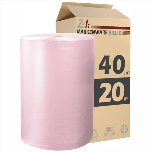 Luftpolsterfolie kleine Rolle 40cm x 20m Noppenfolie - Bubble Wrap Verpackungsmaterial - Polster - Pack - & Verpackungsfolie (3x 40cm x 20m)