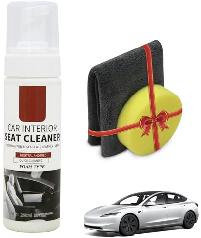 TOPABYTE Trattamento 3in1 Pelle per Tesla Bianco Balsamo per Macchie Cura Interni Auto Detergente per Sedili in Pelle per Tesla Model 3 Highland/Y/S/X CyberTruck Accessori