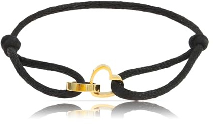 Made by Nami Herz Armband Damen Schwarz aus Edelstahl Wasserfester Schmuck Größenverstellbar Freundschaftsarmbänder