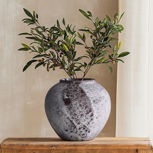 QIANLING Vaso da fiori in ceramica rustico, vaso alto da pavimento vintage per decorazione del soggiorno, grandi vasi in terracotta vaso di argilla per ingresso, centrotavola o decorazione per