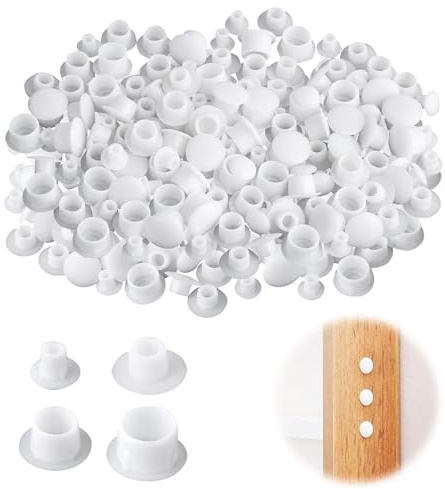 200 Stücke Abdeckkappen für BohrlöCher 5mm/6mm/8mm/10mm Round Plastic Plugs MöBel Lochabdeckung Weiß，Kunststoffkappen Abdeckstopfen Kunststoff Geeignet für LöCher in Einer Vielzahl von MöBeln