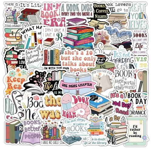 Hocklliy Book Stickers for Kindle,100 Pcs Reading Motivational Quote Sticker,Book Lovers Aesthetic Stickers Waterproof Vinyl Booktok Sticker for Water Bottles Laptops Scrapbook Skateboard Teens Adult