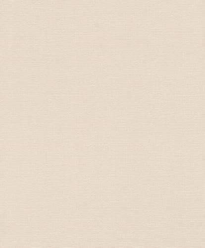 Rasch Tapete 734041 Beige Vliestapete mit Leinen-Struktur, Uni, Einfarbig - 10,05m x 0,53m