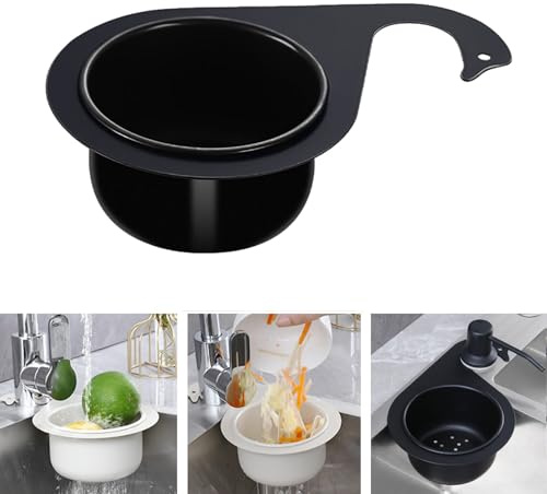 Loosusu Siebkorb Spüle Edelstahl in Schwanenform, Abflusskorb Küchenspüle zum Filtern von Küchenabfällen und Waschen von Gemüse Und Obst (Schwarz)