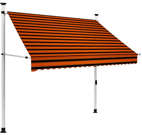 Myheimly Einziehbare Balkonmarkise Klemmmarkise Sonnenschutz Garten Markise Handbetrieben 200 cm Orange und Braun