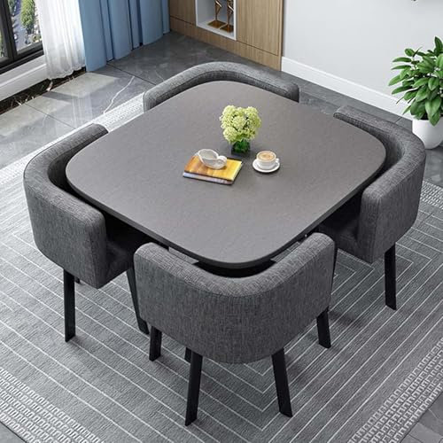 Modernes 5-teiliges Esszimmer-Set mit rundem Tisch und 4 Stühlen, vielseitiger Holz-Küchentisch für Wohn- oder Esszimmer, 80 cm, quadratischer Besprechungstisch inklusive