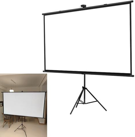 Hoiweqr Stativ-Leinwand, Beamer Leinwand mit Stativ, Tragbar Projektor Leinwand 60 Zoll 72 Zoll, für Film und Büropräsentationen – 4K HD 4:3/16:9 Premium Knitterfreier Leinwand Ständer(16:9,72in)