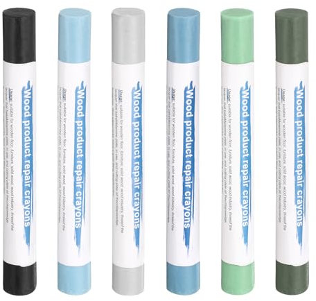 sourcing map Bâtons de remplissage pour bois - 6 couleurs - Pour retouche de meubles - Bleu clair, turquoise, avocat clair, bleu foncé, jaune terre, bleu clair