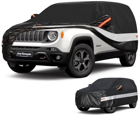 Holthly Funda Coche Exterior SUV para Jeep Renegade(2014-2025),Funda Coche 10 Capas de Protección,Cubre Coche 100% Impermeable,Antipolvo,Cortaviento,Impermeable a la Lluvia,Protección UV.