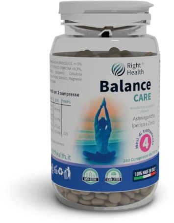 BALANCE CARE: 240 compresse (4 Mesi) 600 mg Ashwagandha 5% Withanolidi, Iperico (Ipericina). Aiuta a combattere malinconia, scoraggiamento, ansia, ritrovando il buon umore in condizioni di stress