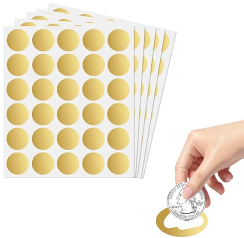 AIYONG 150 Stück 25mm Rubbel Etiketten Rubbellose Aufkleber, runde Kreis selbstklebende Rubbelkarten für DIY Hochzeit Geburtstag Scratch Off Belohnungskarte, Scratch Sticker, Goldrunde