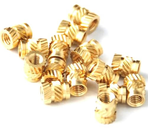 Tuercas moleteadas de latón Tuerca de inserción moleteada con rosca métrica de cobre puro de latón macizo M3, moldeada por inyección, inserto de tuerca incrustado