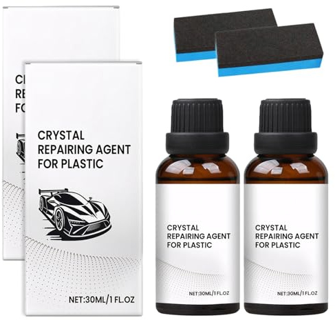 2 Stück Crystal Coating, 2025 Neues Kunststoffteile Kristalline Beschichtung, 30 ml Auto-Kunststoff-Renovierungsmittel, mit 2 Stück Schwämmen, Bietet Langanhaltenden Schutz und Pflege, für Kunststoff