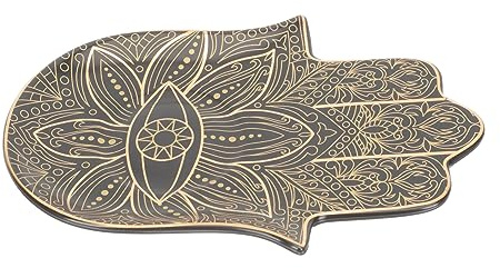 HEALLILY Vassoio Porta Gioielli come Sottobicchiere per Bevande Nero in Ceramica a Forma di Mano di Palma, Multiuso per Scrivania o Scaffale