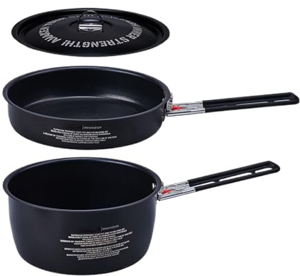 Casserole et poêle pour camping | Casserole à soupe pour randonnée | Ustensiles compacts extérieurs pour cuire et frire de survie, randonnée, chasse, camping-car, plage