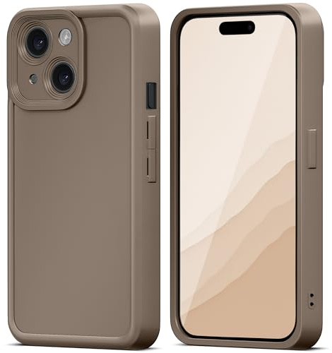 Moozy RimUP Funda para iPhone 13 Mini de TPU Antigolpes, Carcasa con Bordes Elevados para Mayor Protección, Recortes Precisos y Protector de Cámara, Antiarañazos, Gris Topo