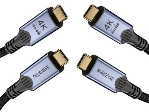 BAWIOFIAU cable usb c usb c 20 Gbps, pack de 2 cable usb c 1M, 100W 20V/5A câble usbc charge rapide, Transmission vidéo 4K @ 60Hz Compatible avec Thunderbolt 4/3