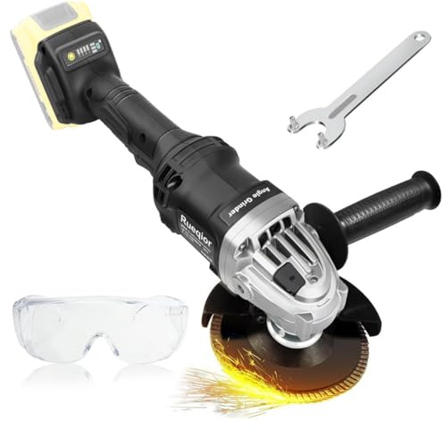 Rueqior Cordless Angle Grinder Compatible with Dewalt 20V Battery, 10000 RPM Brushless Grinder 4-1/2, 3 Variable Speed Power Grinder for Cutting, Griding, Polishing (No Battery)