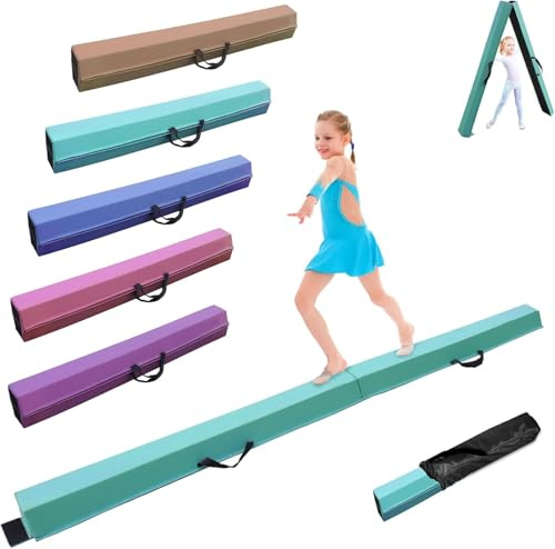 SportBob schwebebalken Kinder Schwebebalken klappbar Balken Gymnastik 270cm PU Leder schwebebalken für zuhause balancierbalken Balance Beam Training Beam für Kinder, Fitness/Training/Turnen