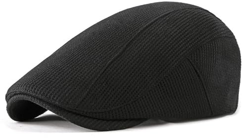 SAIIURV Béret pour Homme, Casquette Beret Homme Reglable Plate Vintage Lvy Chapeau, Souples Vintage Casquette Newsboy, Flat Cap Casquette Couleur Unie (FR/ES, Alpha/Lettres, Taille Unique, Noir)