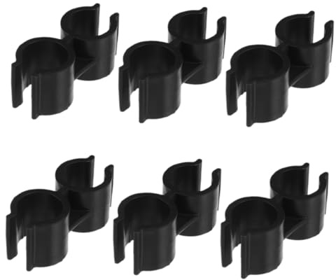 FIXOSHEE 6pcs Plastic Broom Handle Clip Connector Double Tube Clamp Pole Fixing Bracket for Indoor Outdoor Cleaning Accessories Compatible with Poles