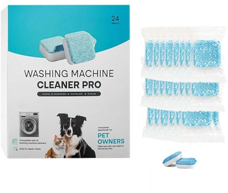 Waschmaschinenreiniger Tabs, 24 Stück Waschmaschinenreiniger Extra Stark Gegen Geruch & Kalk, Waschmaschinen Reiniger Tabs mit Tiefenreinigung Formel für Haustierbesitzer (1, 24 pcs)