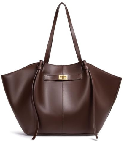 Youlity Leder Tote Bag Damen Shopper Tasche Groß Henkeltasche Hobo Handtasche Vintage Schultertasche für Arbeit Schule Einkauf Reisen Büro (PU Coffee)