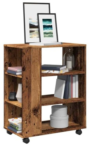 Rullcontainer avfallslook 60 x 35 x 75 cm, trämaterial, mobilt kontorsskåp med hjul, arkivskåp för kontor, vardagsrum, kök, mångsidigt förvaringsutrymme