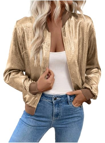 Glitzer Jacke Damen,Party Bomberjacke Pailletten Cardigan Party Club Jacke Pailletten- Damen Tailliert Anzugjacke Glitzer Tops Kurz Oberteile Silvester Outfits Streetwear für Parties und Nachtclub