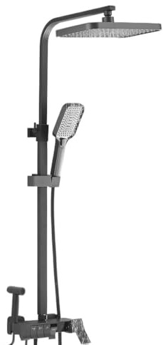 Juego de cabezal de ducha con pantalla digital para baño, ducha de lluvia con función de secado de flores, sistema de ducha doméstico, diseño moderno, flujo de agua ajustable