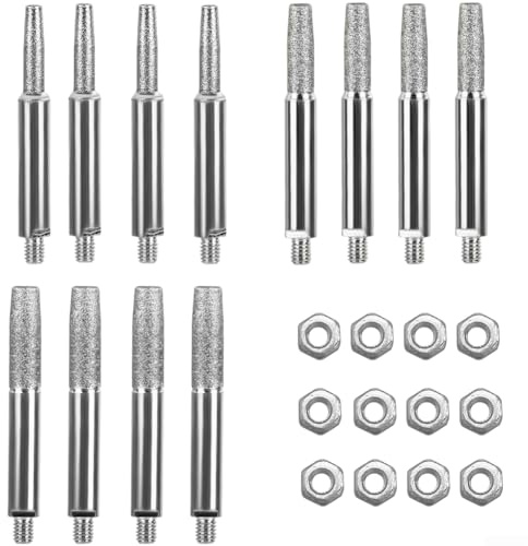 12PCS Chainsaw Chain Sharpener Manual with Hand Crank and Diamond Emery Grinding Heads in 4mm 4.8mm 5.5mm Sizes for Chain Maintenance