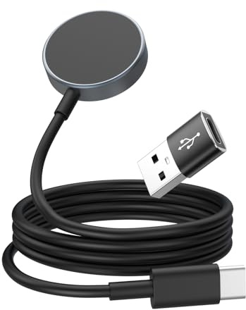 Astorgos Chargeur Magnétique USB-C USB-A pour Samsung Galaxy Watch | Compatible avec Galaxy Watch Ultra 8 7 6 5 4 3 FE Active 2/1, Câble de Recharge Magnétique, Socle de recharge, Lot de 1