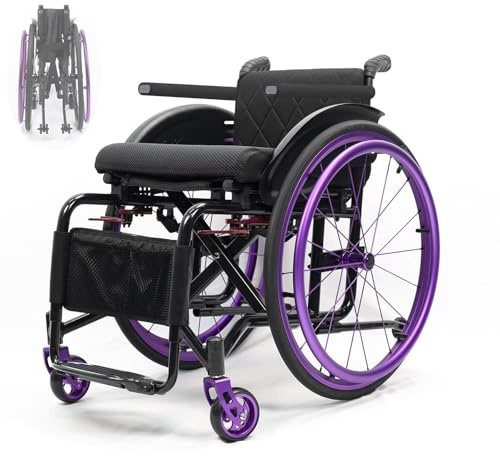Fauteuil Roulant De Sport Pliable, Fauteuil Roulant Léger En Alliage D'aluminium For Adultes, Aides À La Mobilité For Personnes Âgées Et Handicapées Aide Au Voyage, Facile À Ranger(16.5in/42cm)