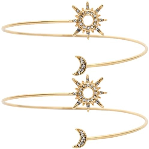 TEHAUX Bracciali Donna in Lega Oro Diamanti Sintetici, Design Semplice ed Elegante, Set 2 Pezzi Regolabili per Braccio Superiore, per Festival e Festa della Mamma