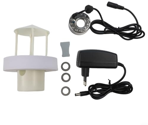 Juego de nebulizador de 350 ml con protector, flotador y 3 discos, nebulizador de 24 V CC para estanques, fuentes, rocallas, apagado automático
